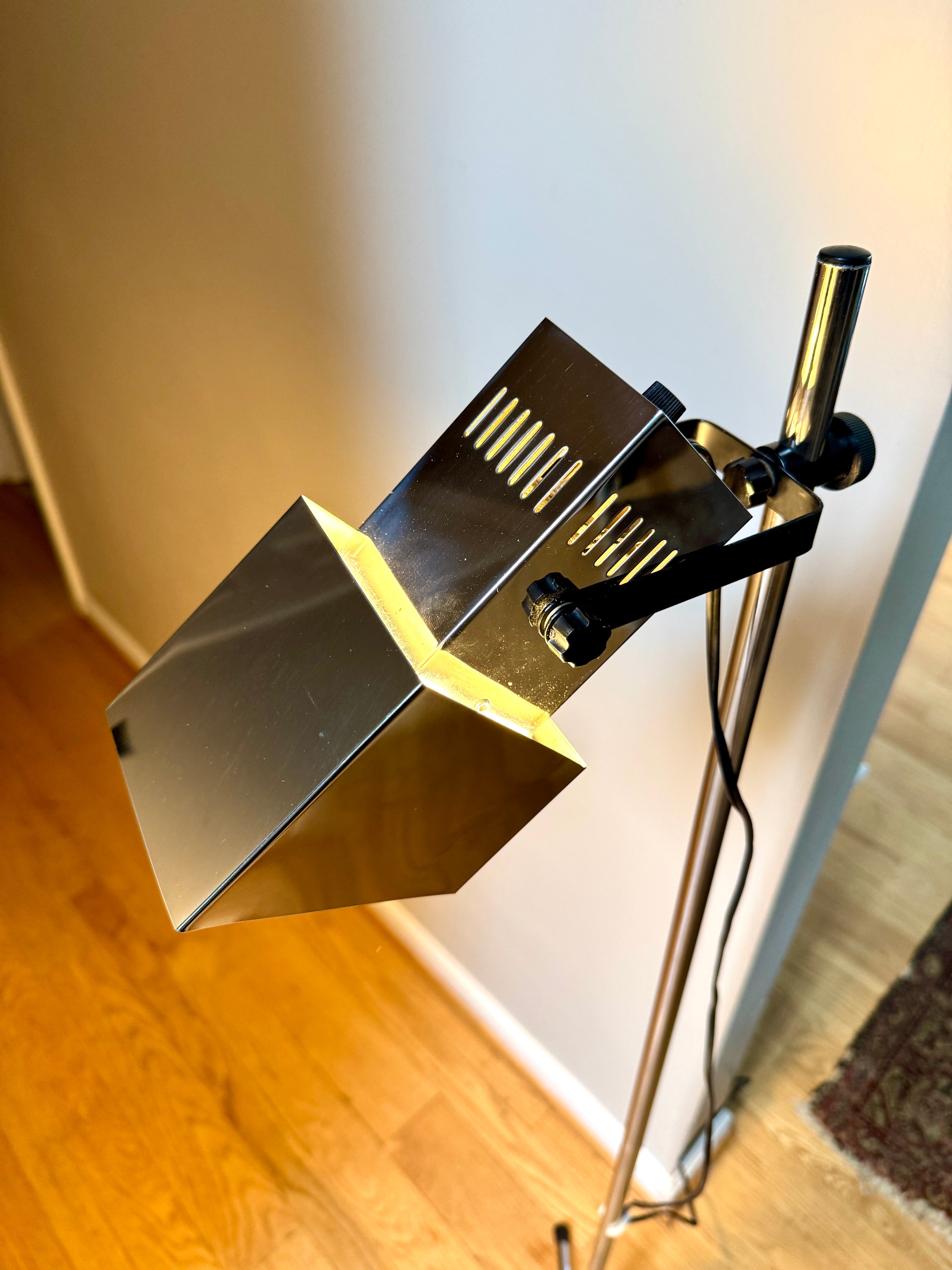 70's Chrome Koch & Lowy Spotlight Style Floor Lamp ~ Studio Stage Light Style Floor Lamp