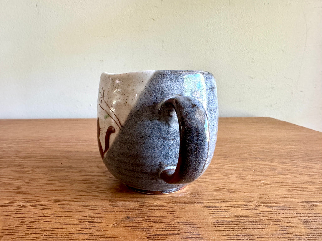 Kutani Yaki(ware) Coffee Mug "Cats In a Sunny Spot" ~ Unique Japanese Cat Coffee Cup