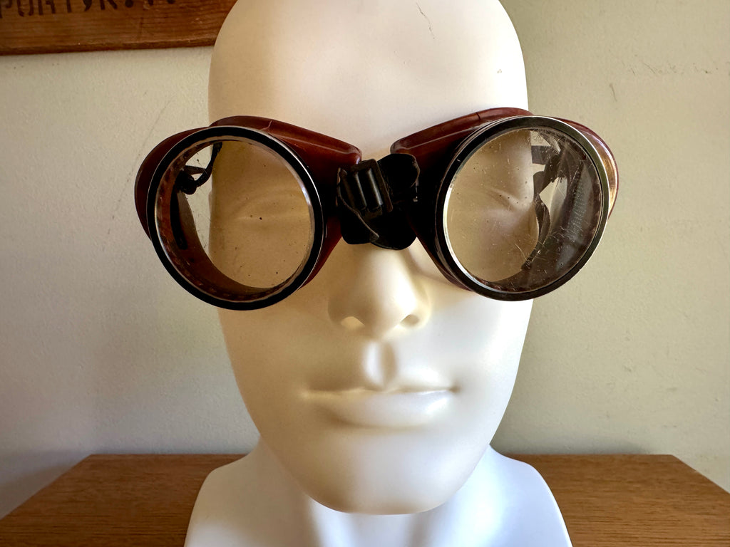 Vtg American Optical Duralite Coverglas Goggles ~ Vtg Bakelite Safety Glasses