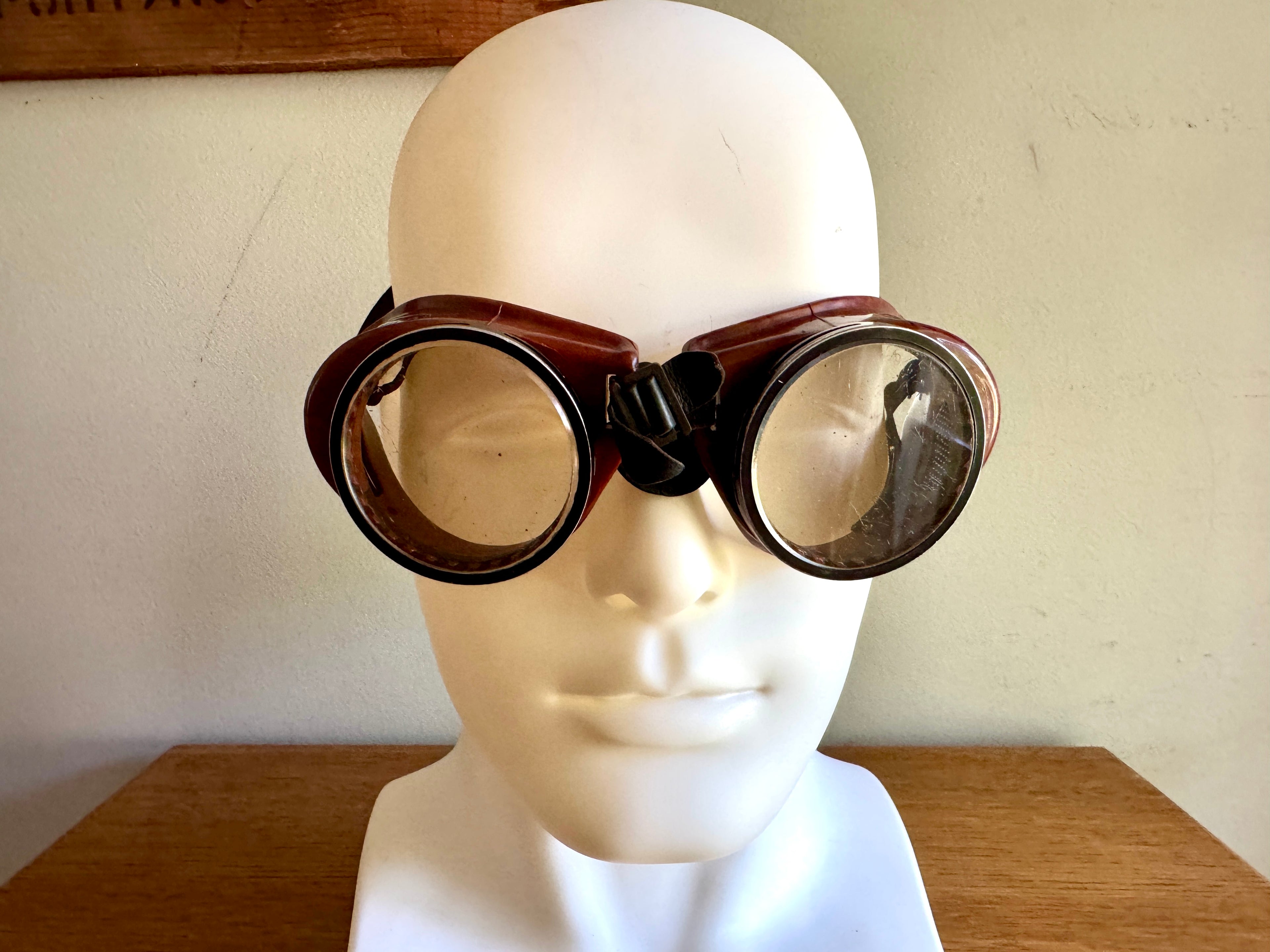Vtg American Optical Duralite Coverglas Goggles ~ Vtg Bakelite Safety Glasses