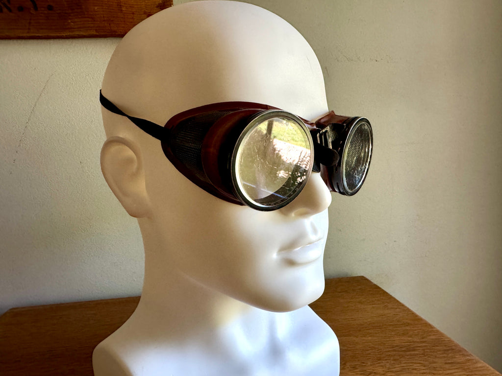 Vtg American Optical Duralite Coverglas Goggles ~ Vtg Bakelite Safety Glasses