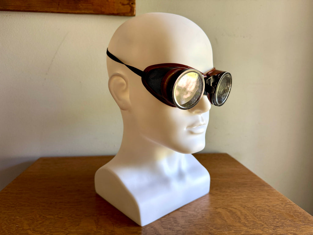 Vtg American Optical Duralite Coverglas Goggles ~ Vtg Bakelite Safety Glasses
