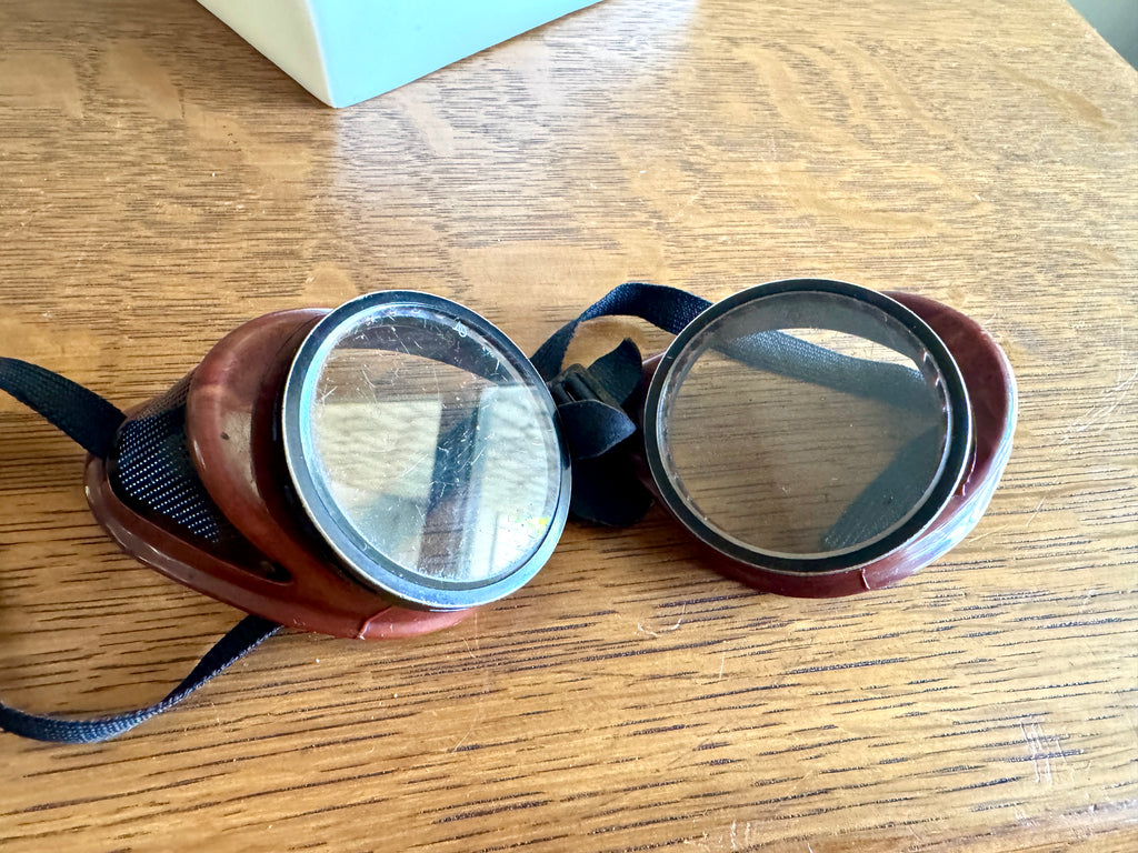 Vtg American Optical Duralite Coverglas Goggles ~ Vtg Bakelite Safety Glasses