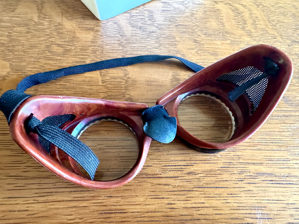 Vtg American Optical Duralite Coverglas Goggles ~ Vtg Bakelite Safety Glasses