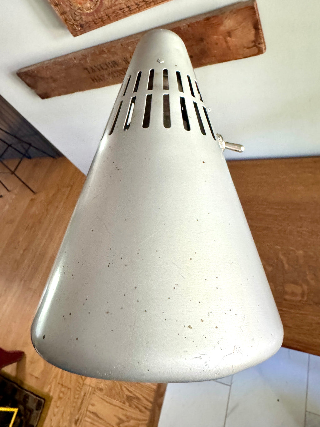 Vtg SWIVELIER Articulating Industrial Lamp ~ Silver Drafting Clamp On Lamp