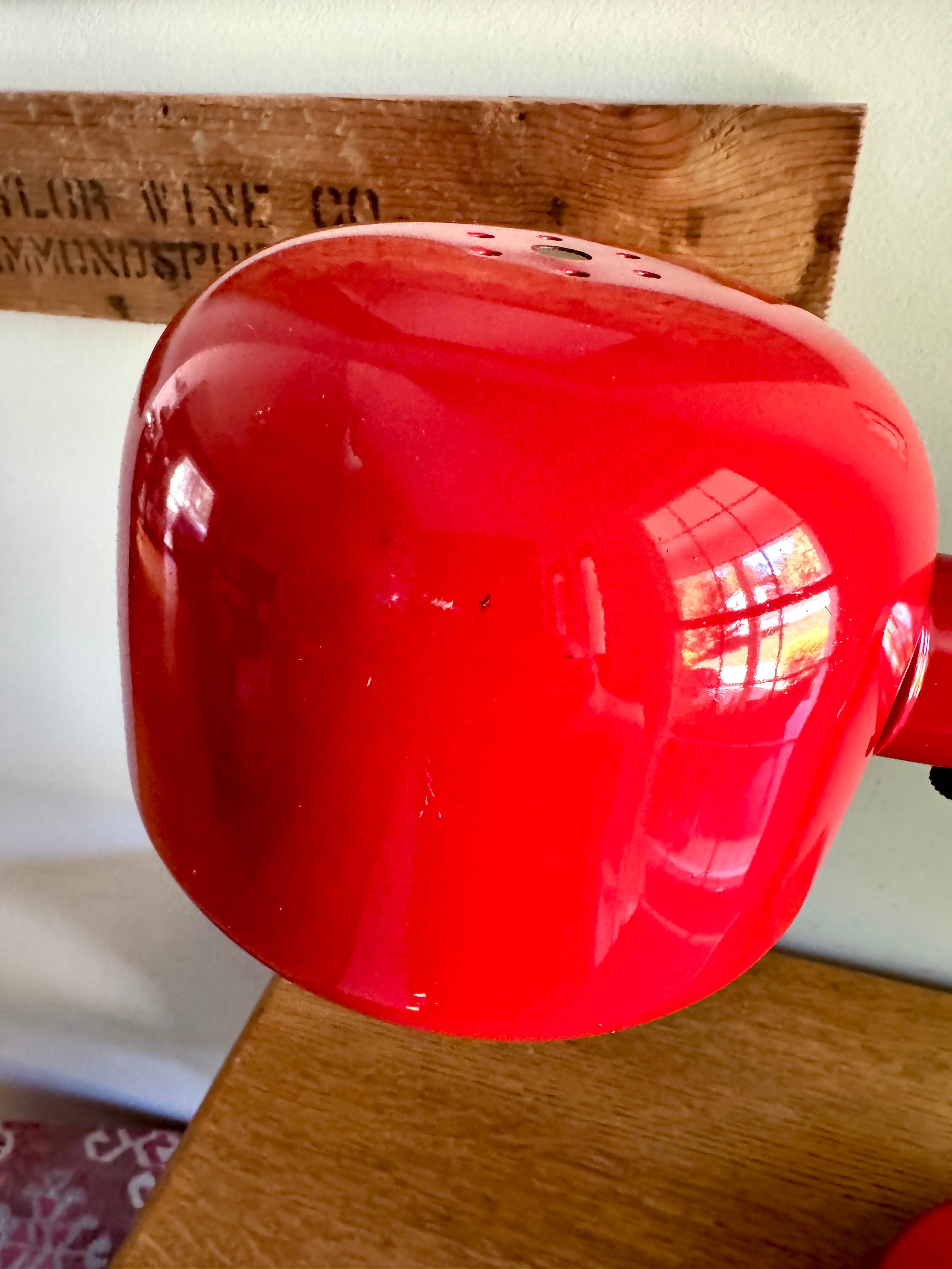 Vtg Alsy MCM Metal Adjustable Gooseneck Flex Red Desk Table Lamp ~ Alsy Red Modernist Desk Lamp