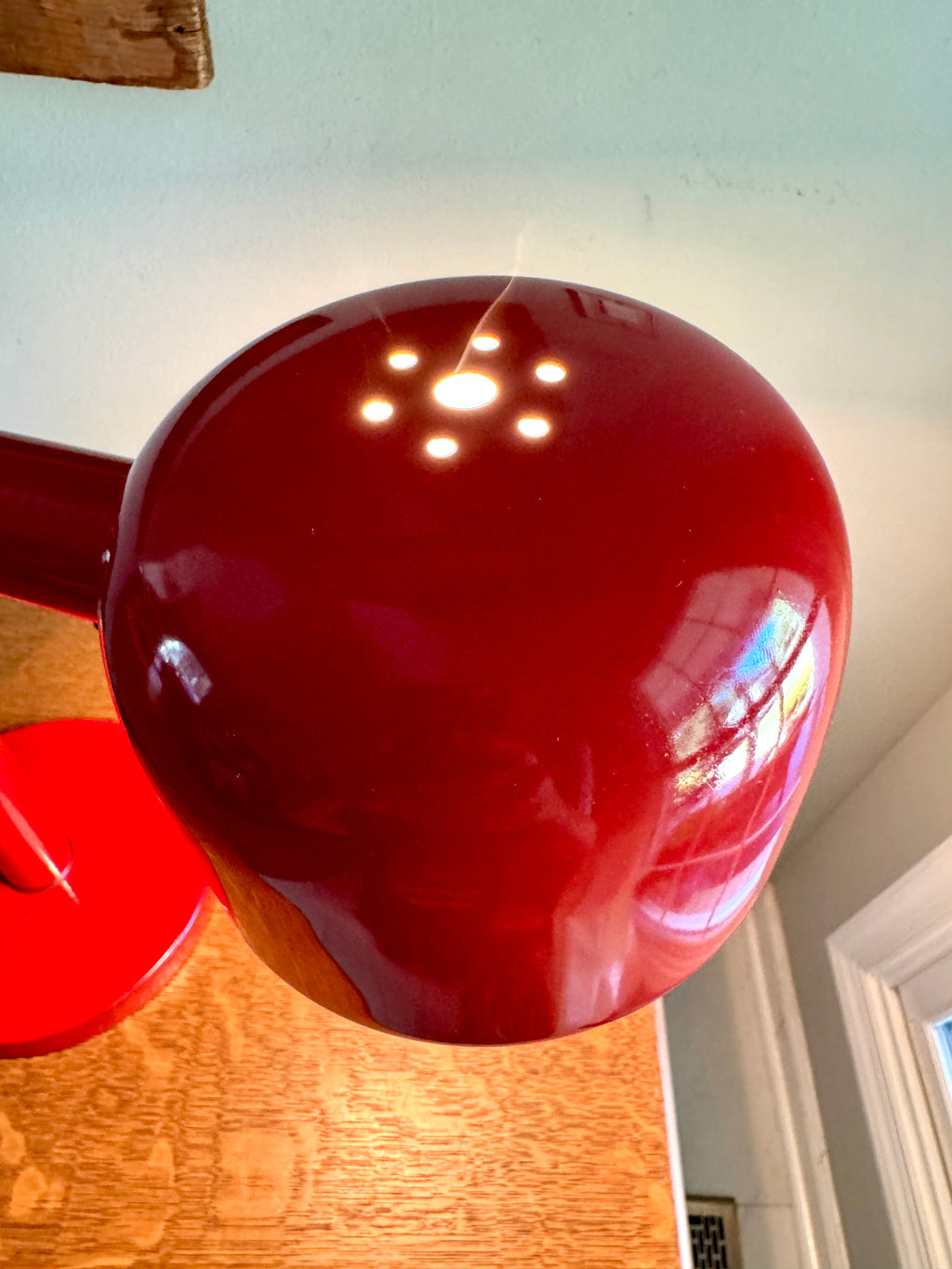 Vtg Alsy MCM Metal Adjustable Gooseneck Flex Red Desk Table Lamp ~ Alsy Red Modernist Desk Lamp