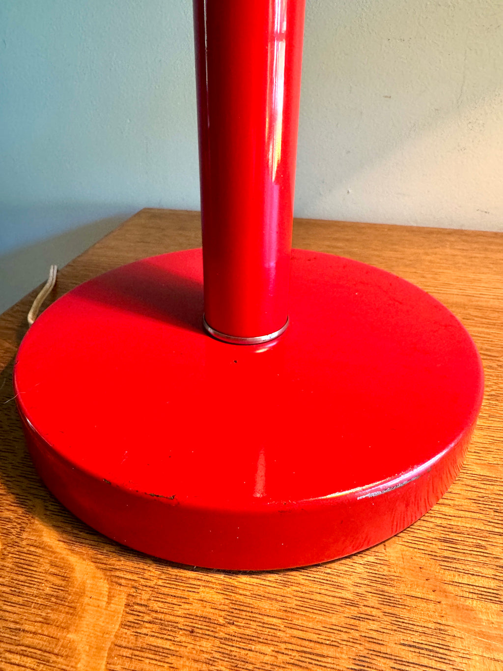 Vtg Alsy MCM Metal Adjustable Gooseneck Flex Red Desk Table Lamp ~ Alsy Red Modernist Desk Lamp