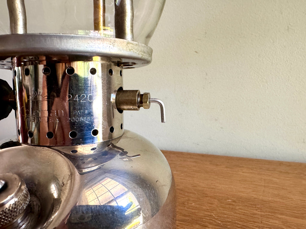 1950's Coleman Model 242C Nickel Plated Camping Lantern ~ Coleman Nickel 242C Single Mantle Lantern