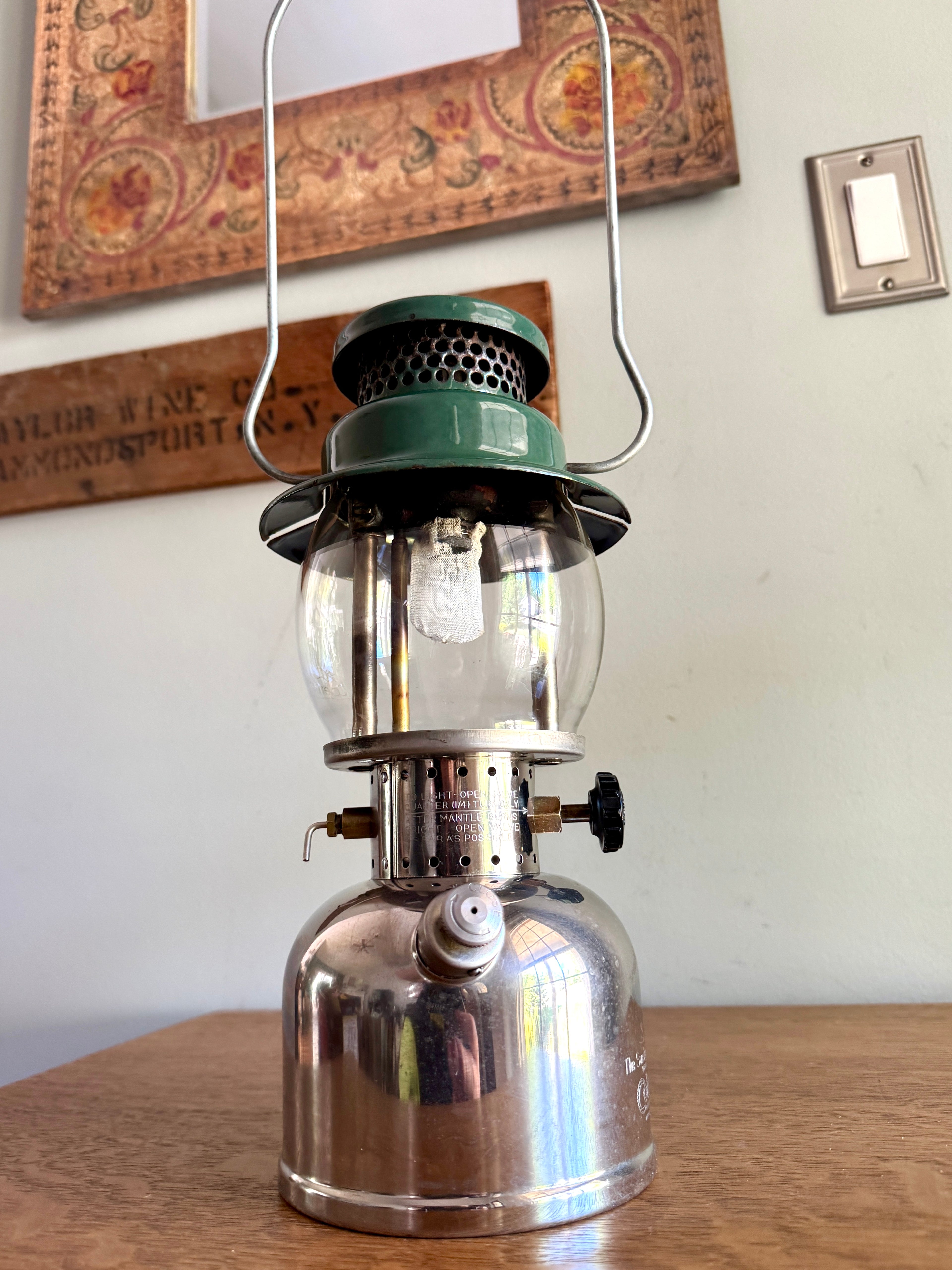 1950's Coleman Model 242C Nickel Plated Camping Lantern ~ Coleman Nickel 242C Single Mantle Lantern