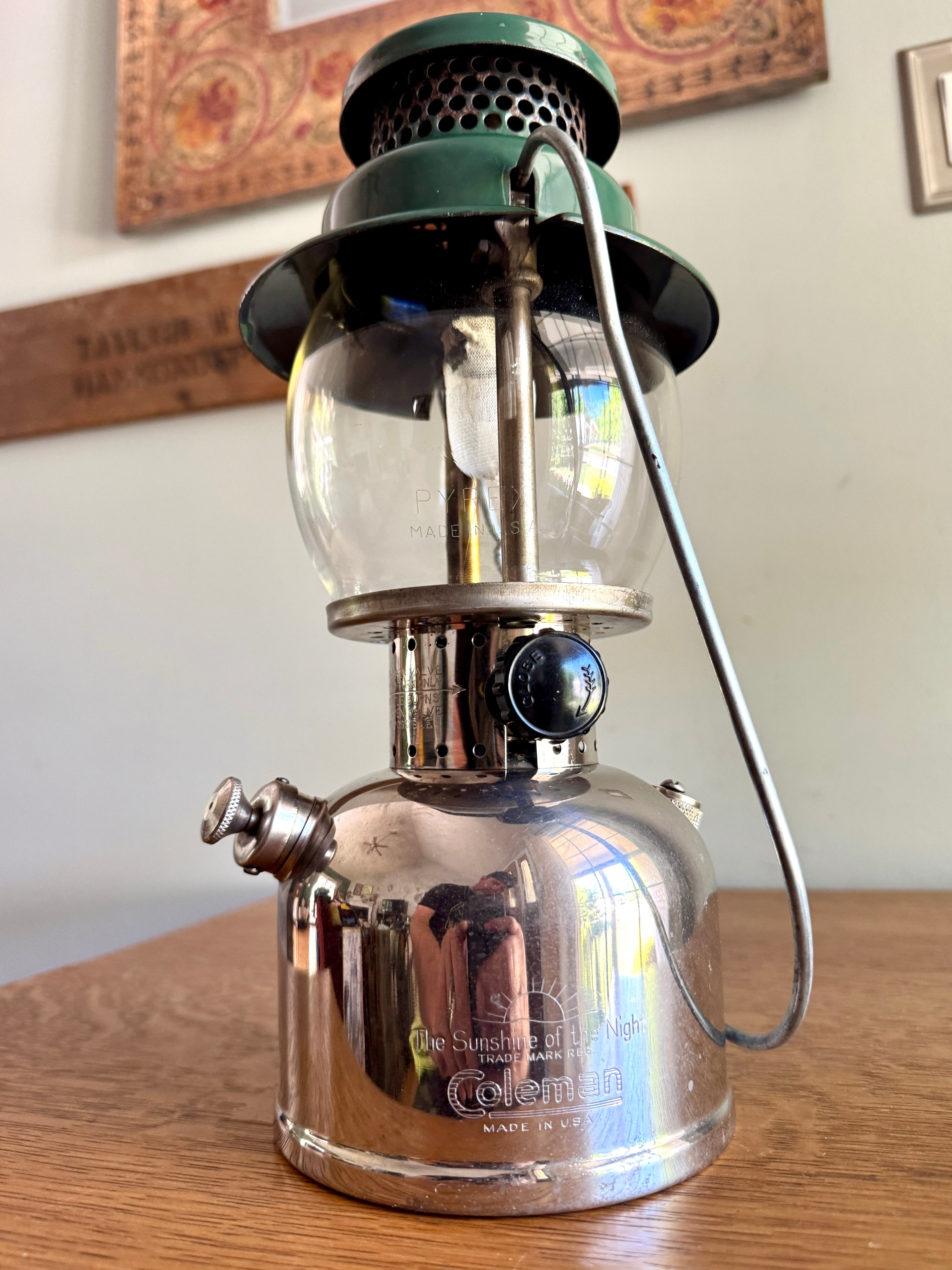 1950's Coleman Model 242C Nickel Plated Camping Lantern ~ Coleman Nickel 242C Single Mantle Lantern