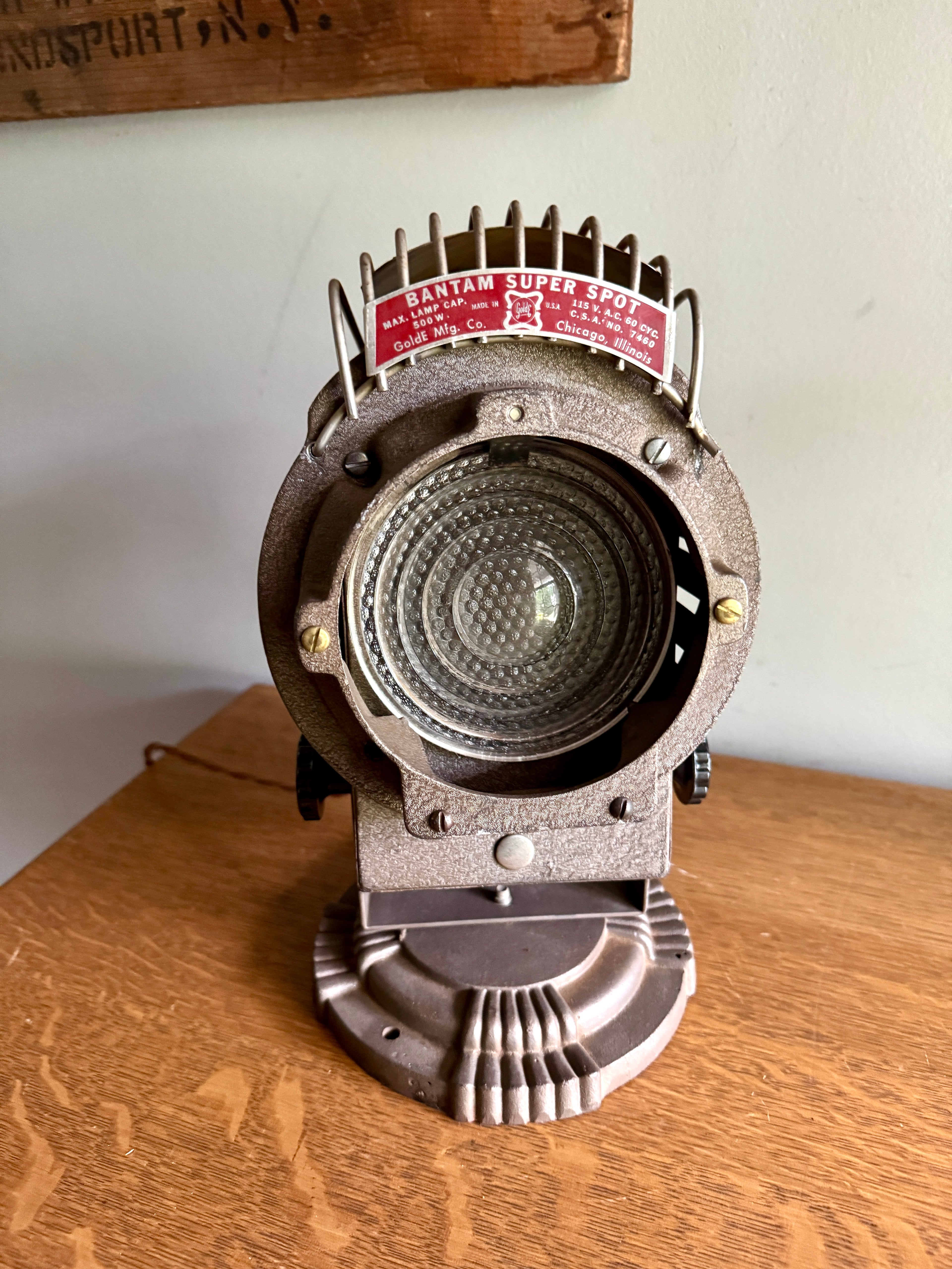 1950s Repurposed Bantam Super Spot Theatre Light by Golde Mfg. Co. Chicago ~ Stage Light Desk Lamp