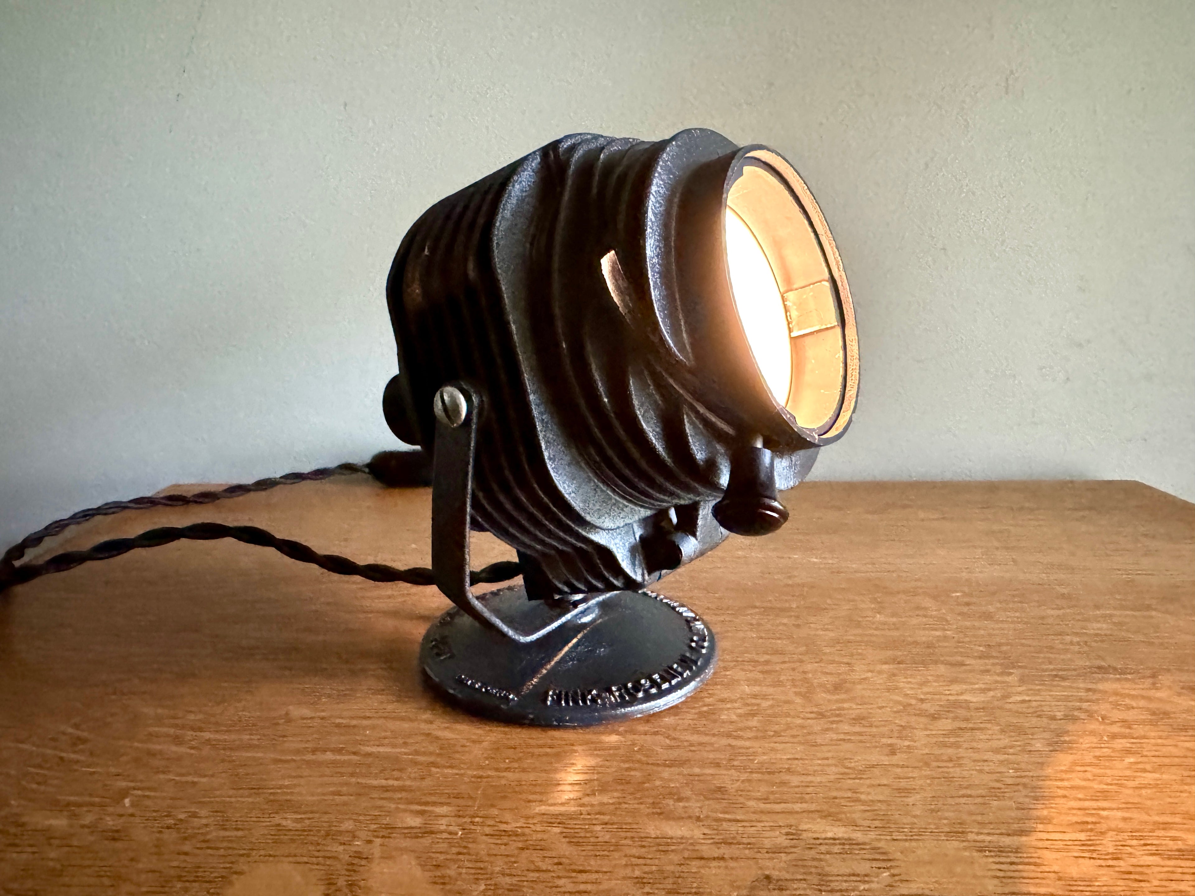 Vtg Fink Roselieve Hi-Spot Fresnel Lamp ~ Rewired Fink Roselieve Spot Lamp Desk Lamp
