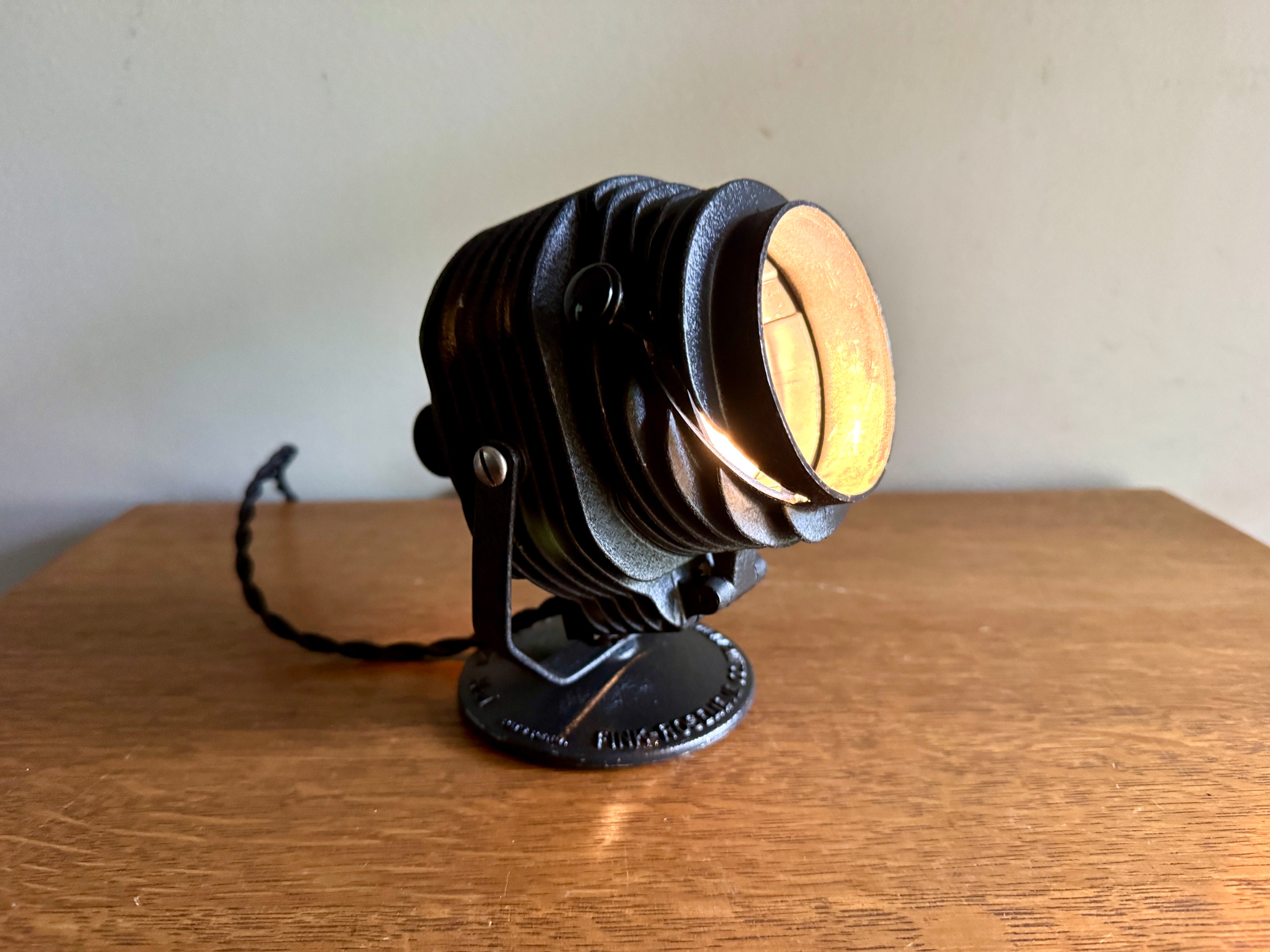 Vtg Fink Roselieve Hi-Spot Fresnel Lamp ~ Rewired Fink Roselieve Spot Lamp Desk Lamp