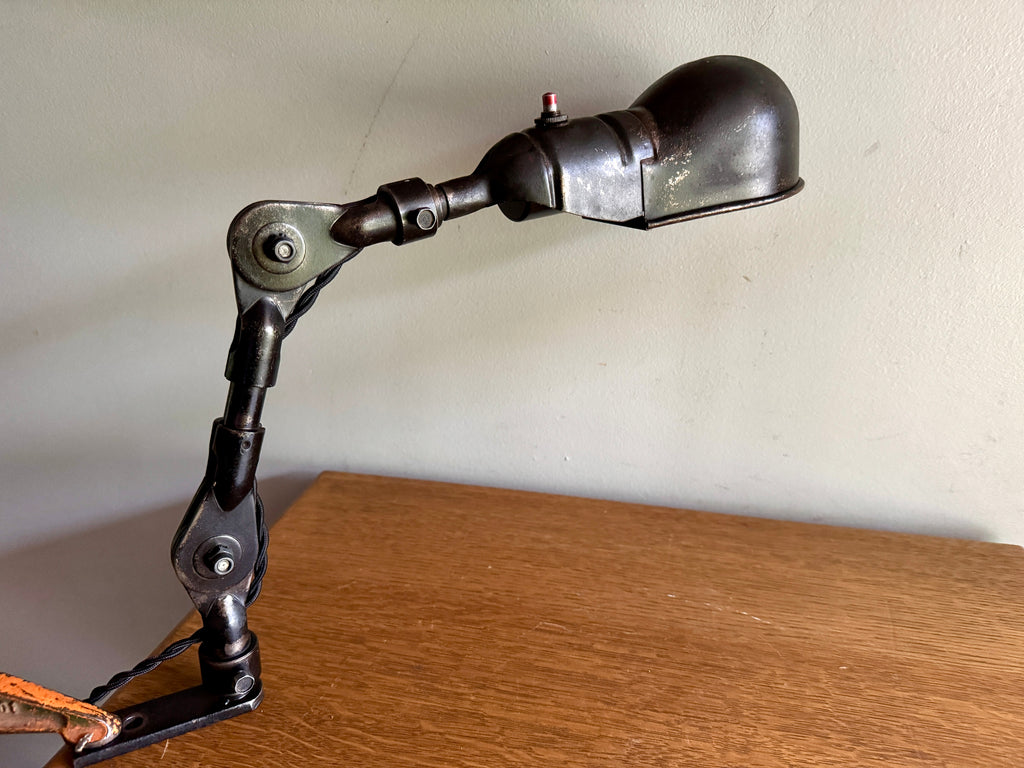 1930s Industrial Screw On Adjustable Task Desk Lamp by Fostoria American Design ~ Distressed Shop Lamp
