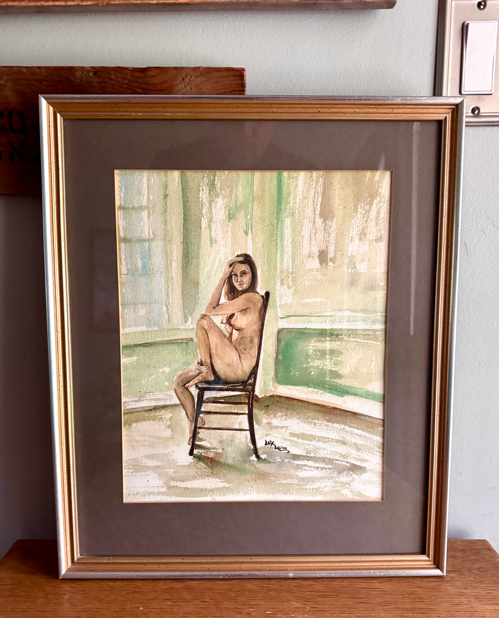 Vtg Framed Nude Expressionist Female Study Watercolor Painting Signed By Loly Weiss