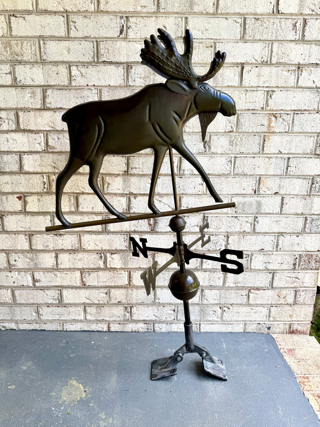 Vtg Copper Moose 3 Dimensional Weathervane ~ Large Moose Copper Patina Weathervane