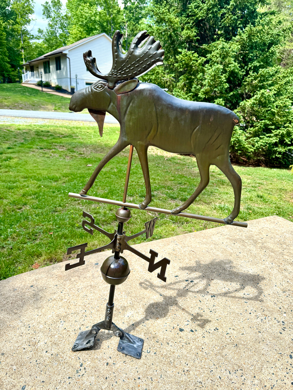 Vtg Copper Moose 3 Dimensional Weathervane ~ Large Moose Copper Patina Weathervane