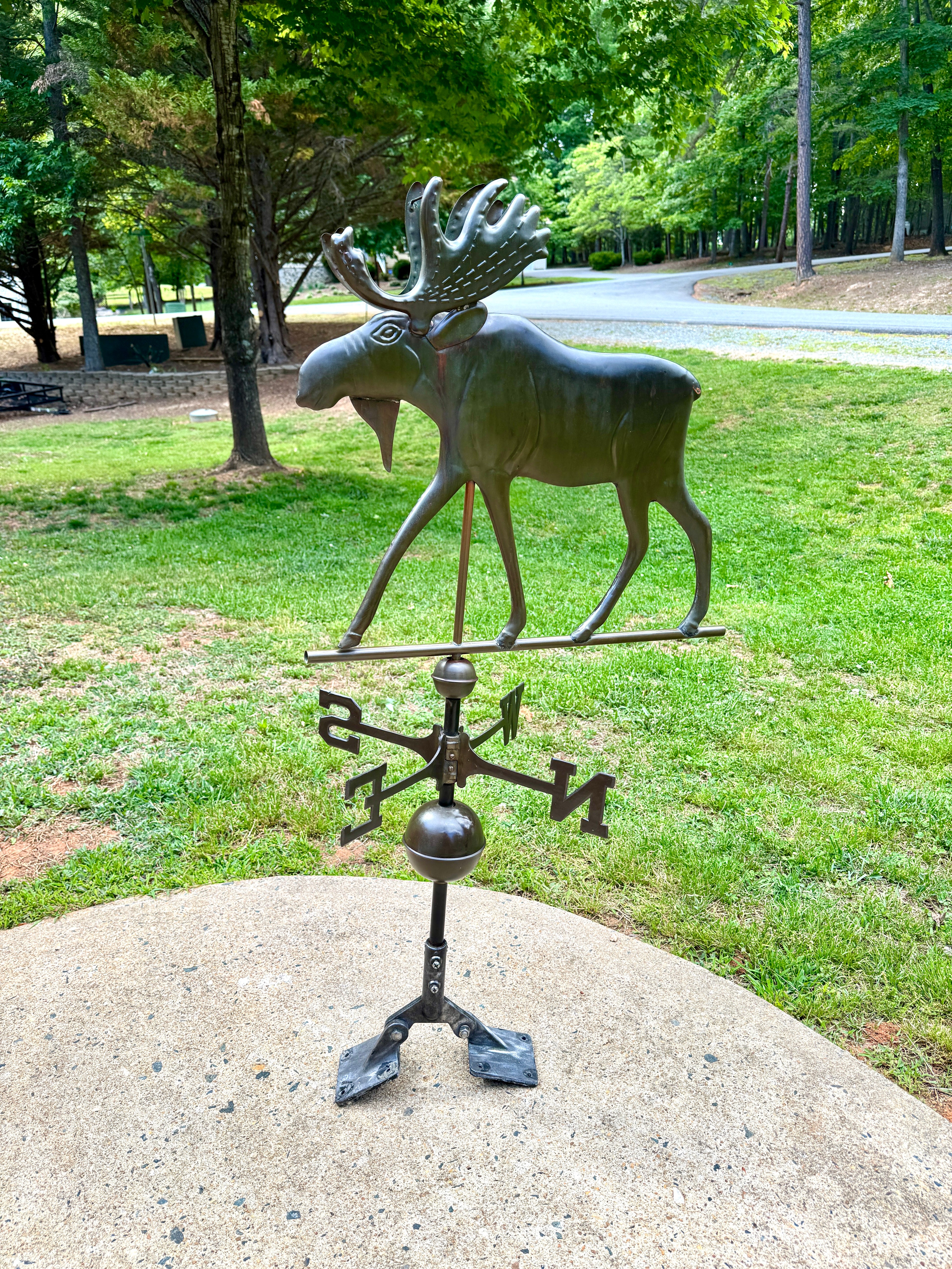 Vtg Copper Moose 3 Dimensional Weathervane ~ Large Moose Copper Patina Weathervane