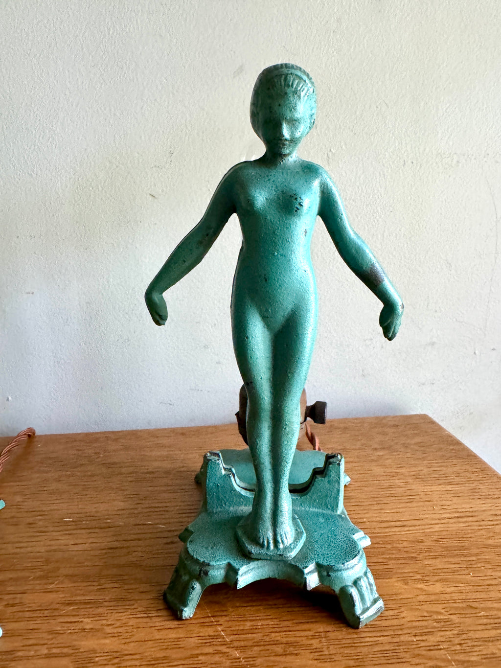 1920's Art Deco Frankart Style Female Figural Lamps ~ Matching Cast Iron Nude Figural Lamps