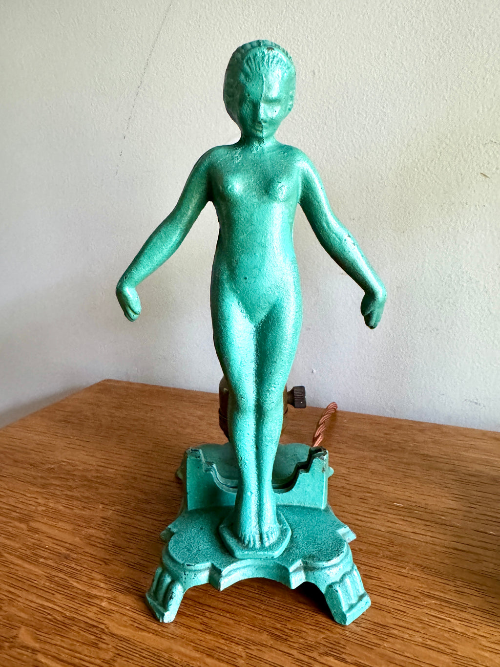 1920's Art Deco Frankart Style Female Figural Lamps ~ Matching Cast Iron Nude Figural Lamps