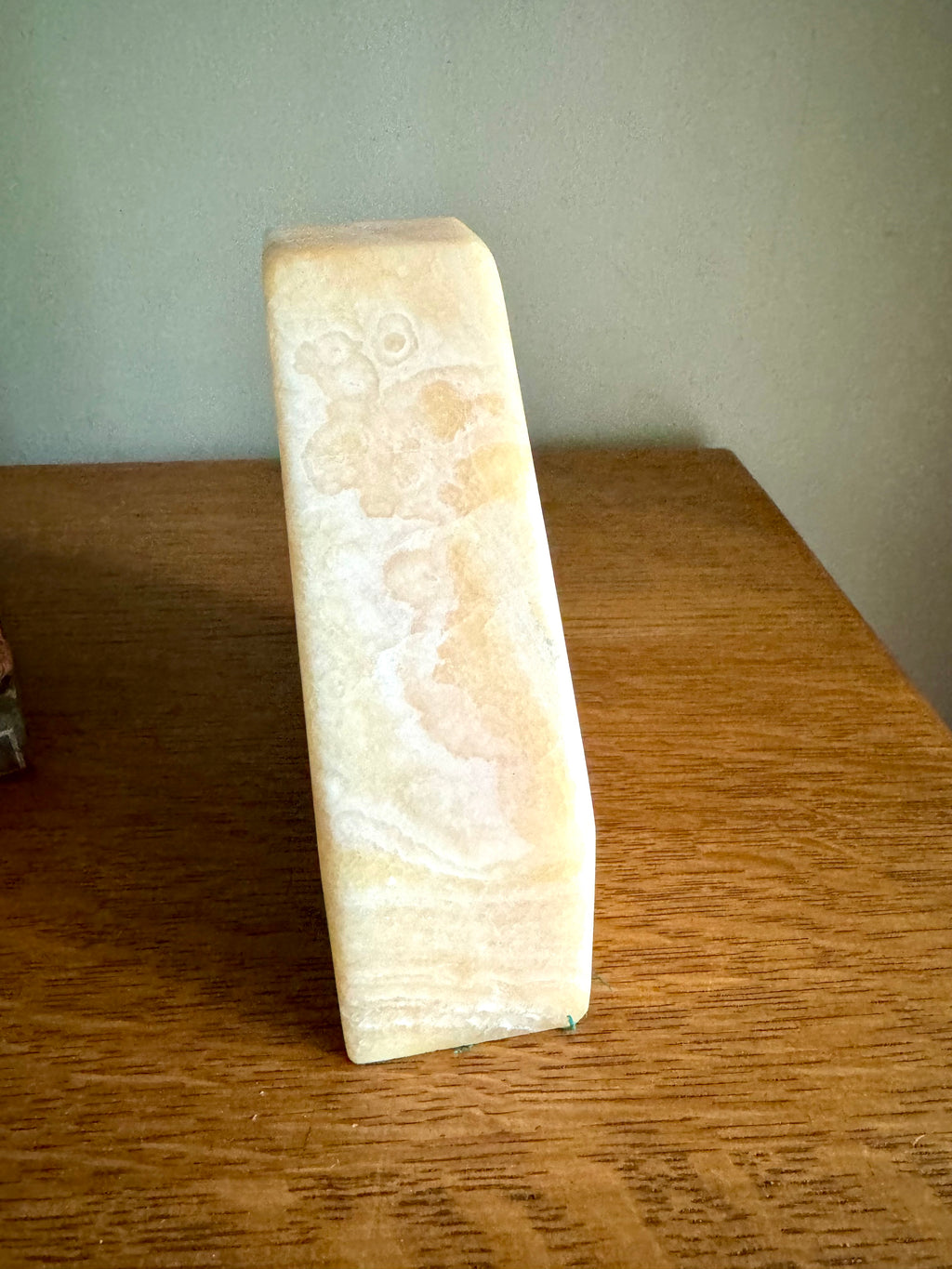 Vintage Raw Marble Bookends | Triangular Stone Bookends | Wedge Sculpted Bookends | Tan MCM Bookends | Modernist Stone Bookends