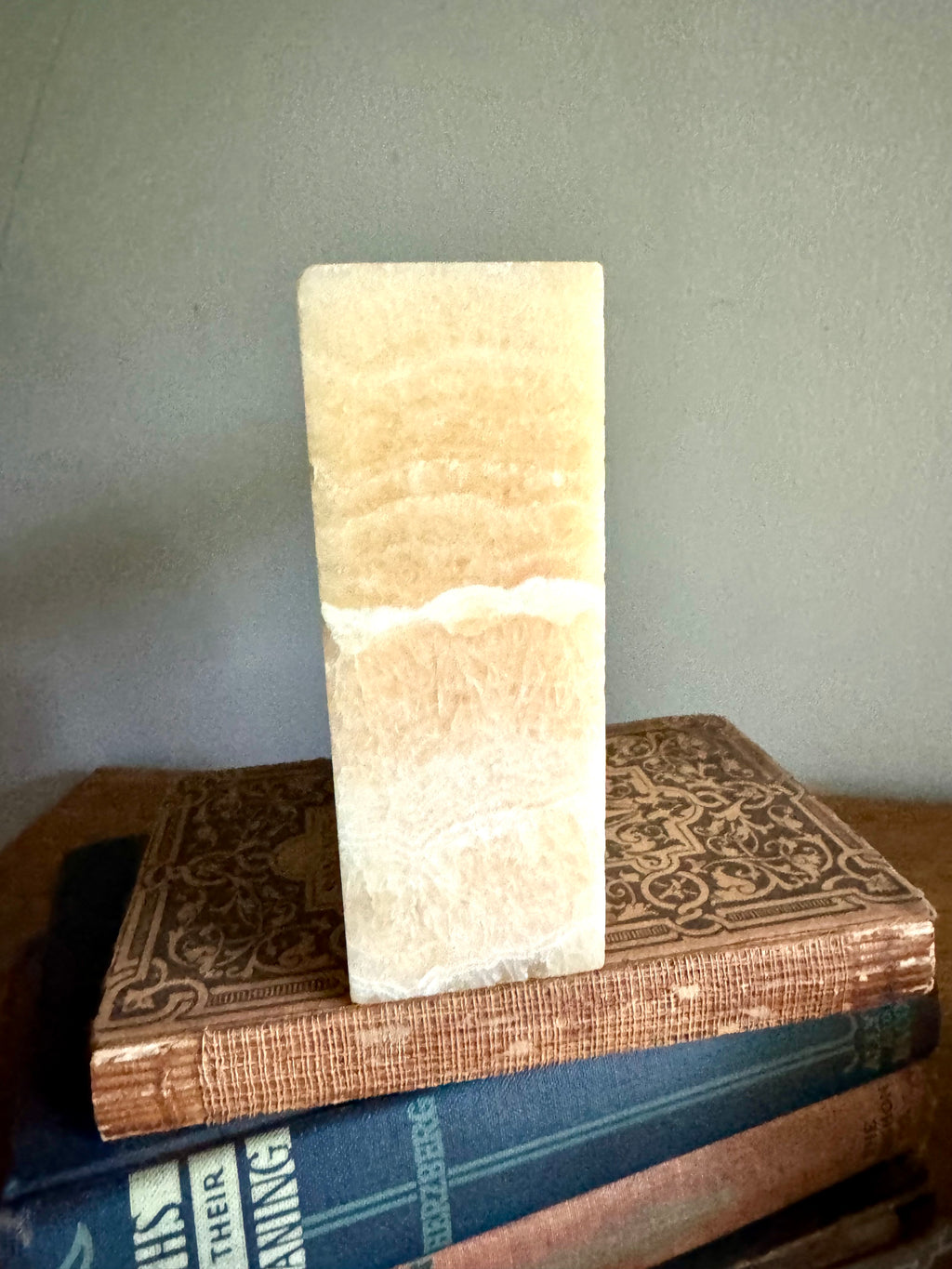 Vintage Raw Marble Bookends | Triangular Stone Bookends | Wedge Sculpted Bookends | Tan MCM Bookends | Modernist Stone Bookends