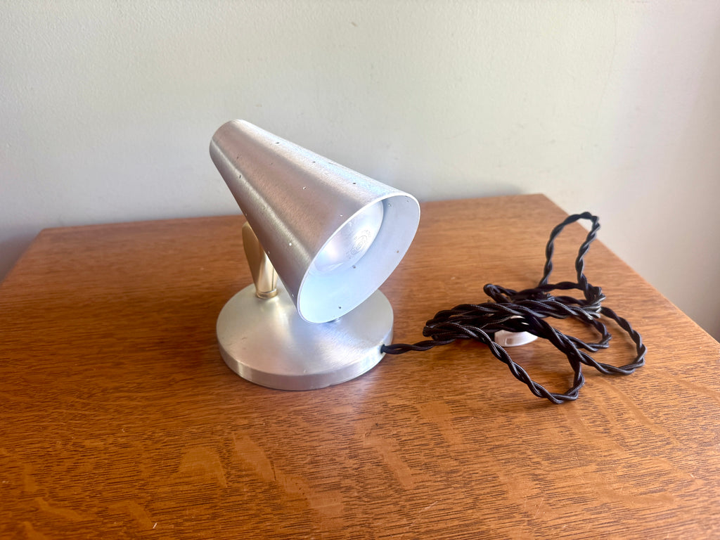 Vtg Mid-Century Modern Swivel Cone Wall Light Lamp Sconce ~ Silver tone Mcm Wall Sconce