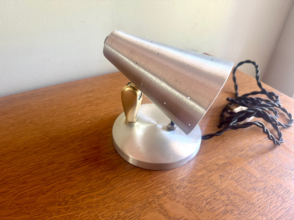 Vtg Mid-Century Modern Swivel Cone Wall Light Lamp Sconce ~ Silver tone Mcm Wall Sconce