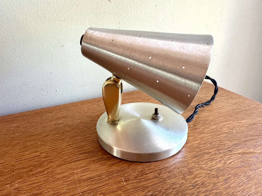 Vtg Mid-Century Modern Swivel Cone Wall Light Lamp Sconce ~ Silver tone Mcm Wall Sconce