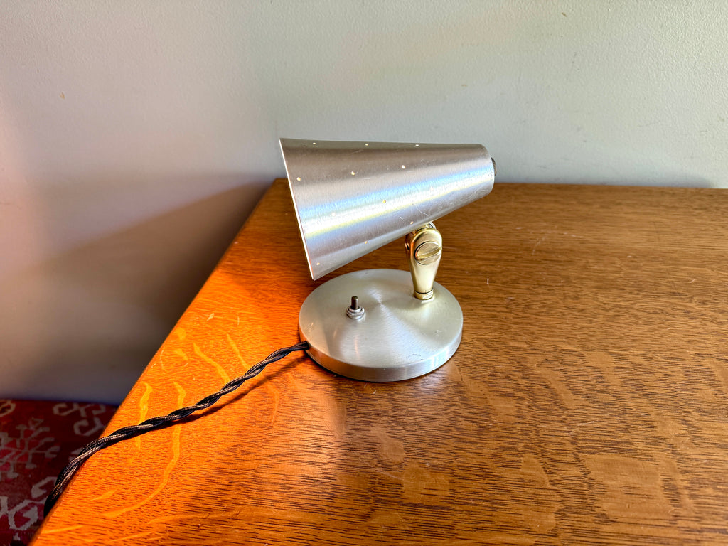 Vtg Mid-Century Modern Swivel Cone Wall Light Lamp Sconce ~ Silver tone Mcm Wall Sconce
