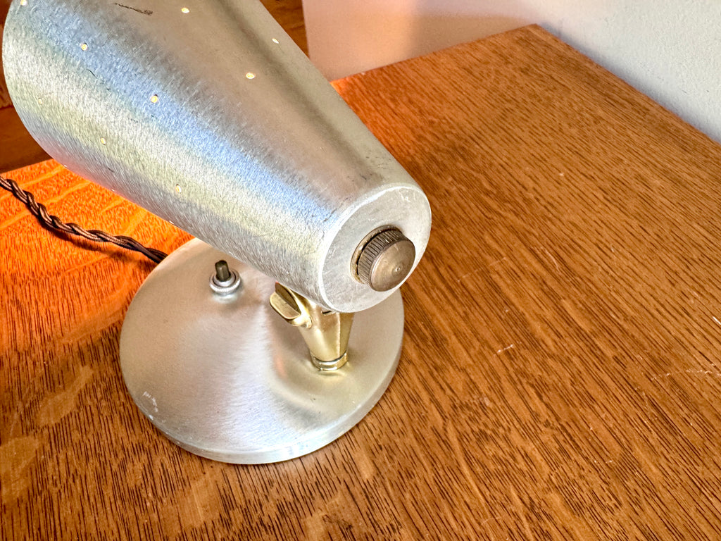 Vtg Mid-Century Modern Swivel Cone Wall Light Lamp Sconce ~ Silver tone Mcm Wall Sconce