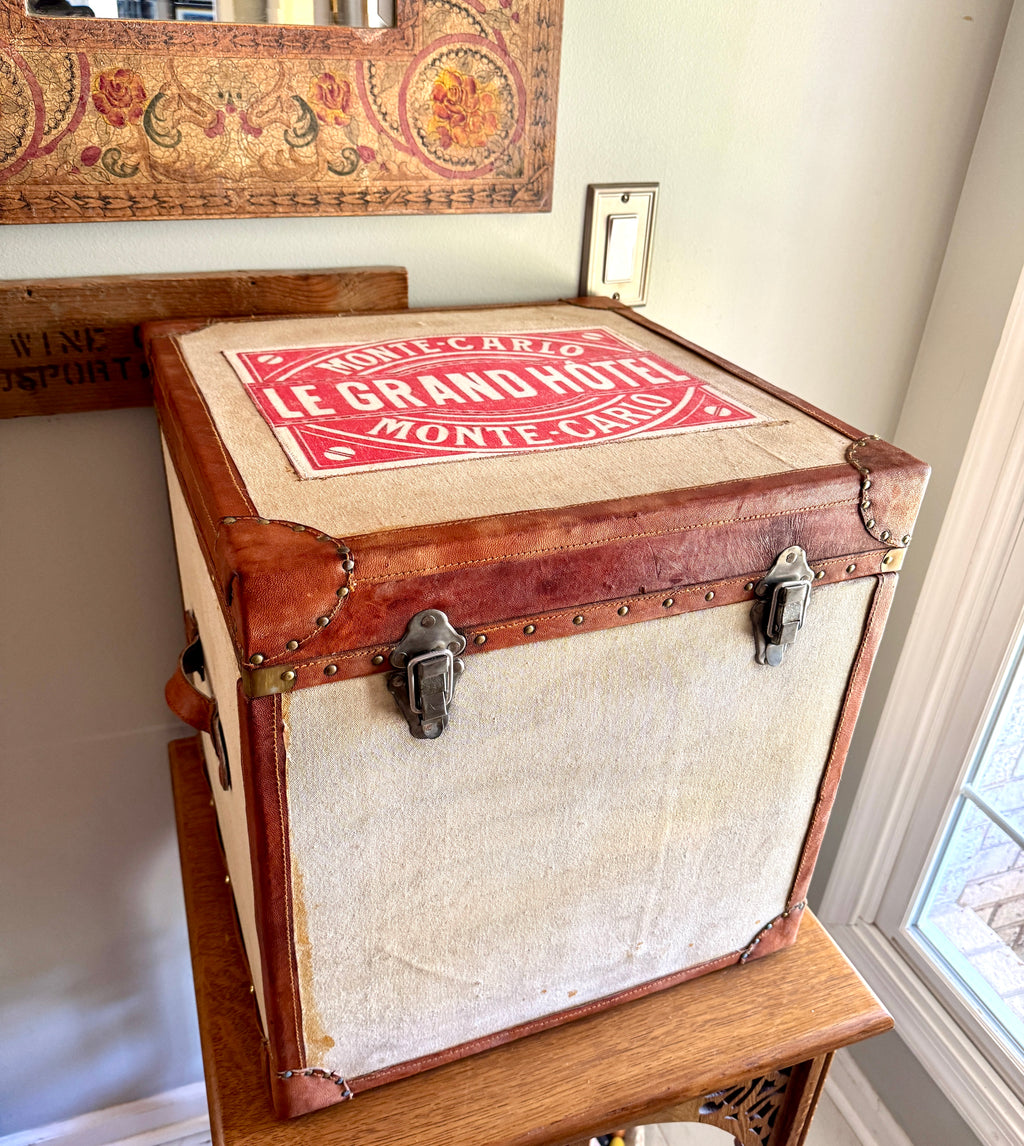 Vtg Grand Hotel Travel Trunk Steamer Chest ~ Decorative Wood Collectible Storage Box