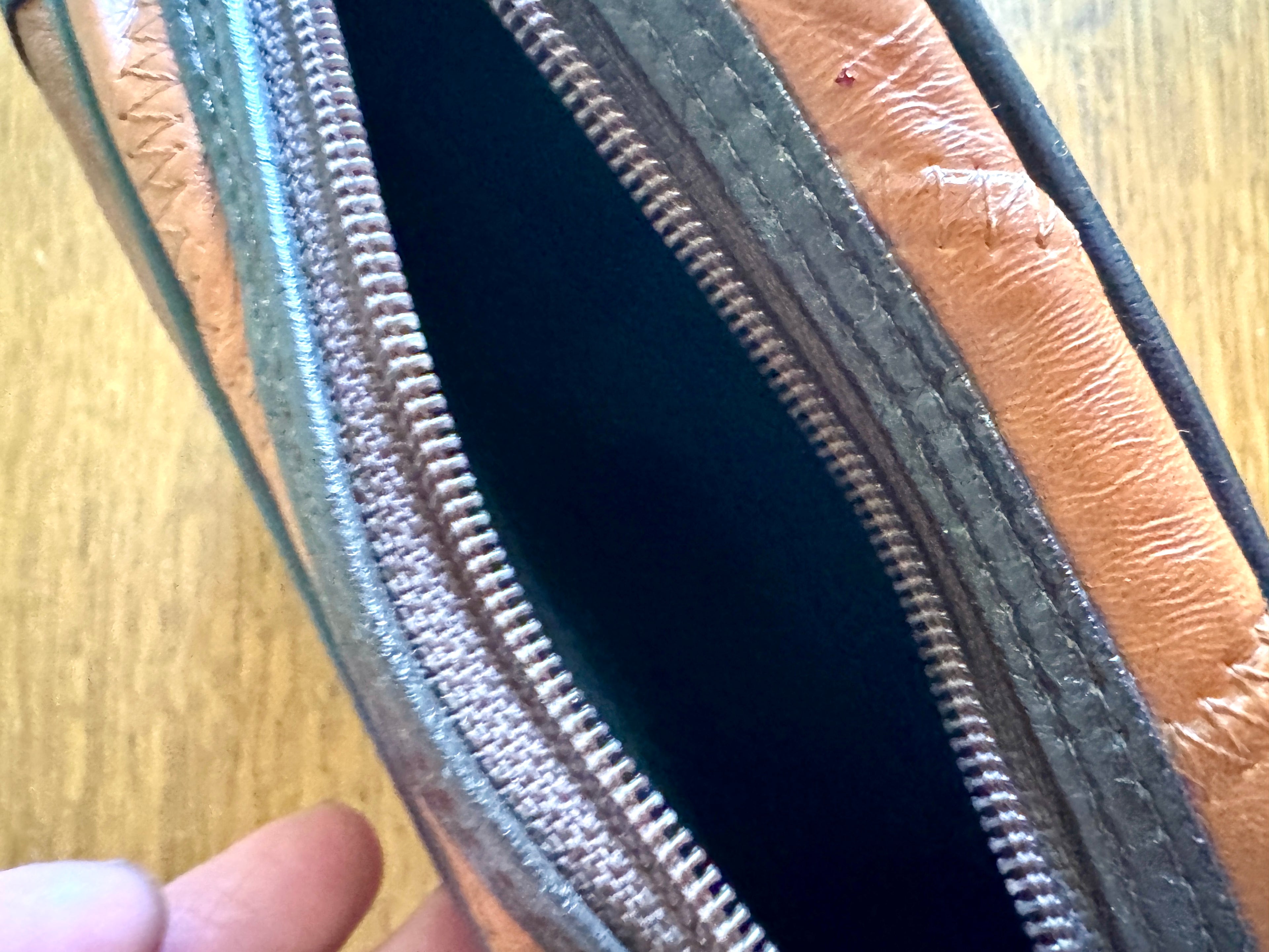 Vtg. RUSTIC Leather Patchwork Camera Bag 8x6x3 Brown With 3 Compartments ~ Patchwork Purse