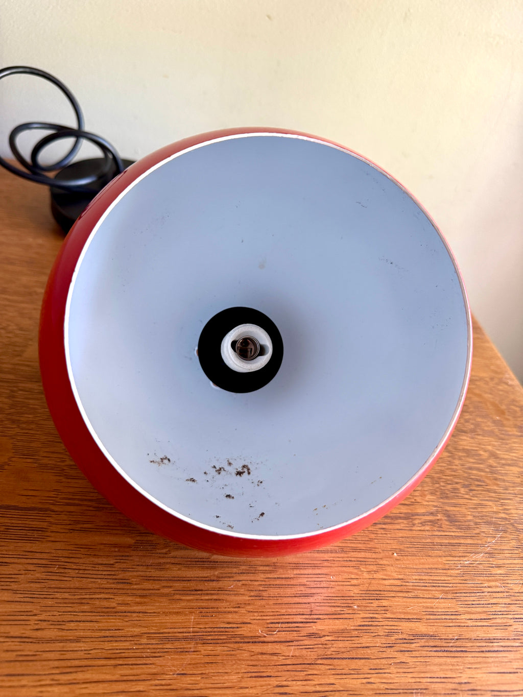 Vtg E.S. Horn Red Enamel Globe Pendant Lamp ~ MCM Pendant Lamp