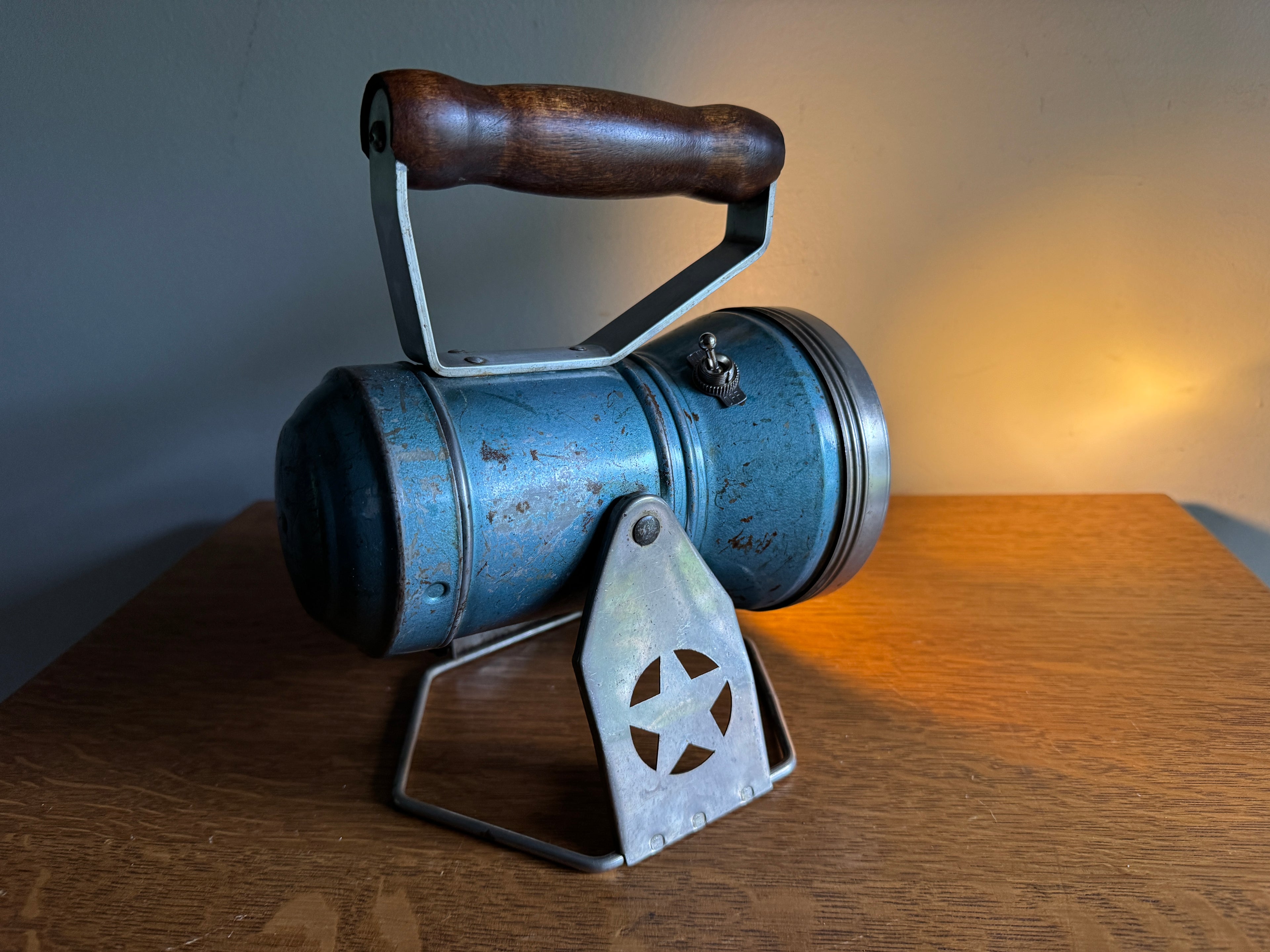 Vtg Blue Metal Railroad Lantern from Star Headlight & Lantern Co. Lamp ~ Upcycled Lamp