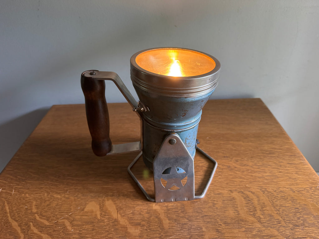 Vtg Blue Metal Railroad Lantern from Star Headlight & Lantern Co. Lamp ~ Upcycled Lamp