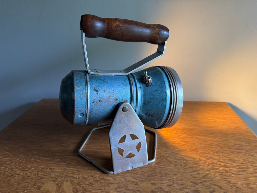 Vtg Blue Metal Railroad Lantern from Star Headlight & Lantern Co. Lamp ~ Upcycled Lamp