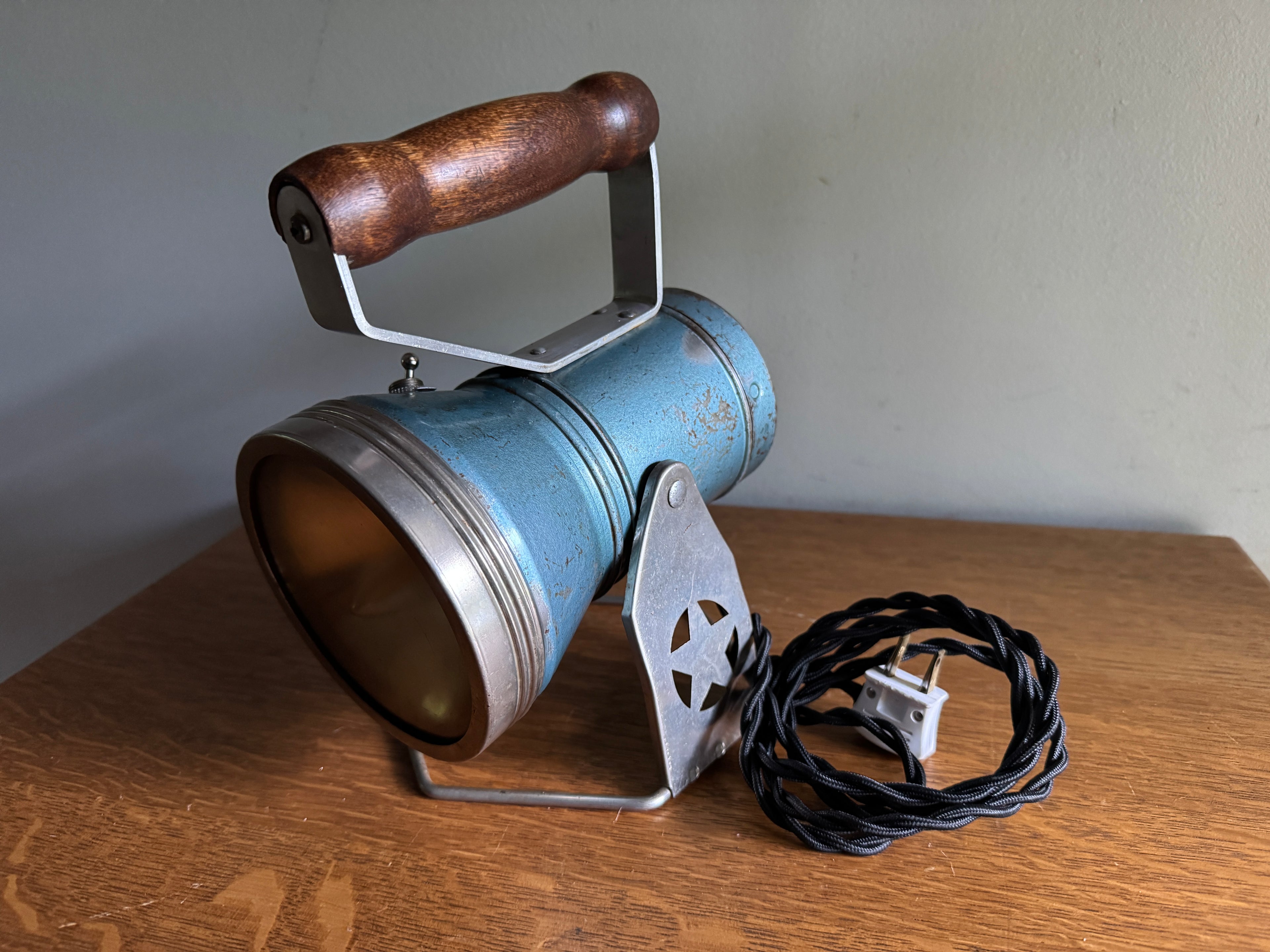 Vtg Blue Metal Railroad Lantern from Star Headlight & Lantern Co. Lamp ~ Upcycled Lamp