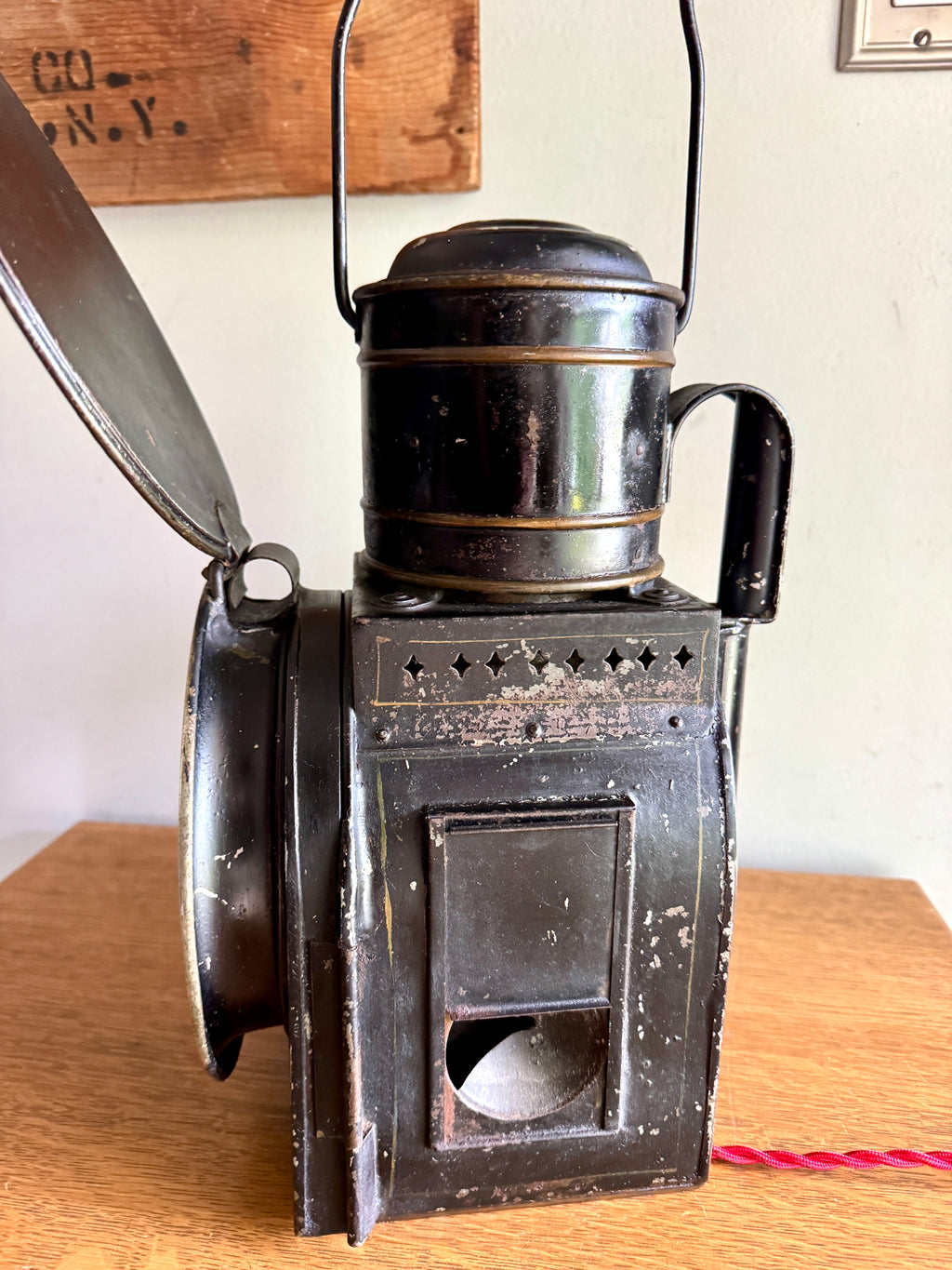 Vtg Peter Gray & Sons Railroad Lantern Lamp ~ Electrified Railroad Lantern