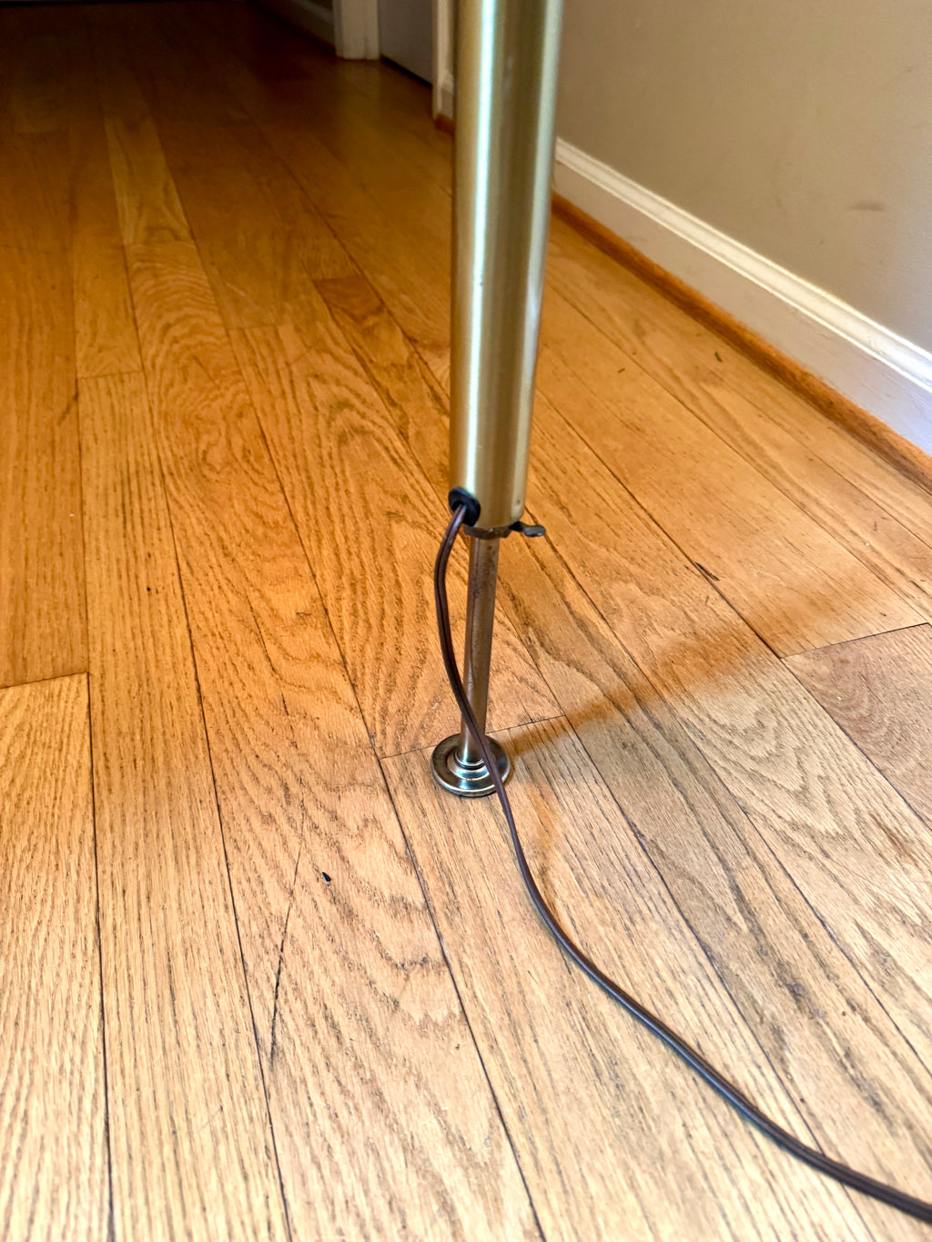 1960's MCM Gold 3 Shade Tension Pole Lamp ~ MCM Gold Adjustable Tension Pole Lamp