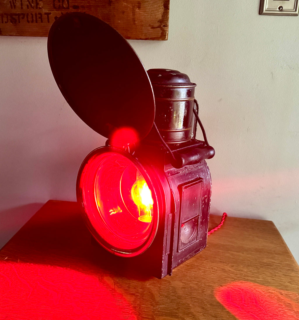 Vtg Peter Gray & Sons Railroad Lantern Lamp ~ Electrified Railroad Lantern
