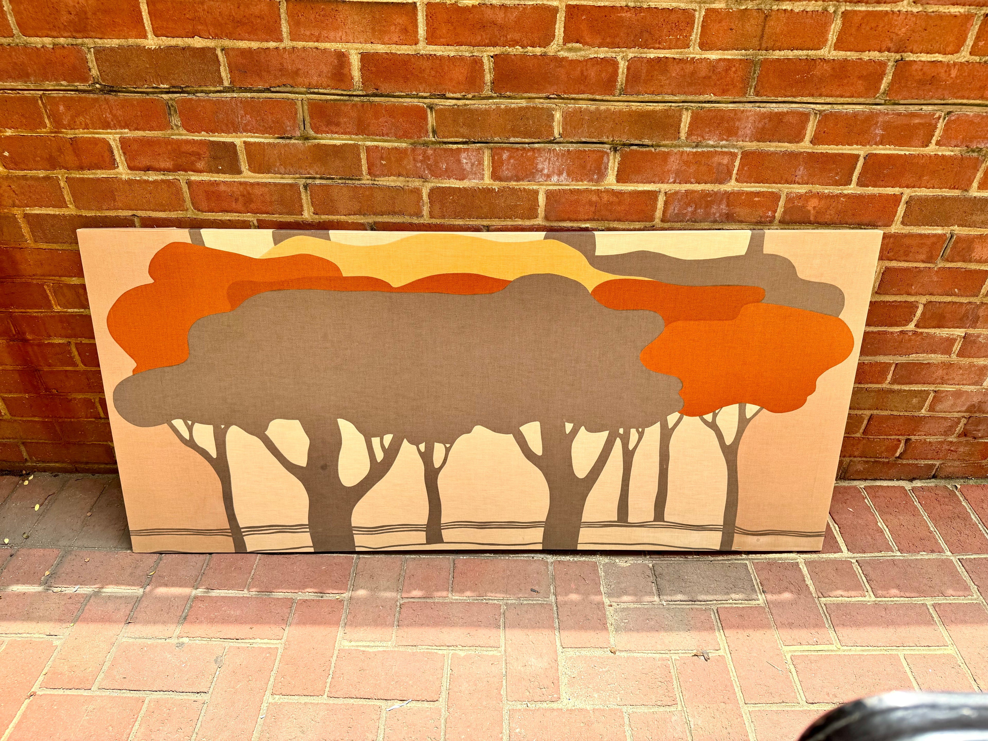 70's Marjatta Seppalla Print on Fabric | Marjatta Tree Art | Fall Tree Art on Fabric | Fabric Wrapped Framed Scandinavian Tree Art