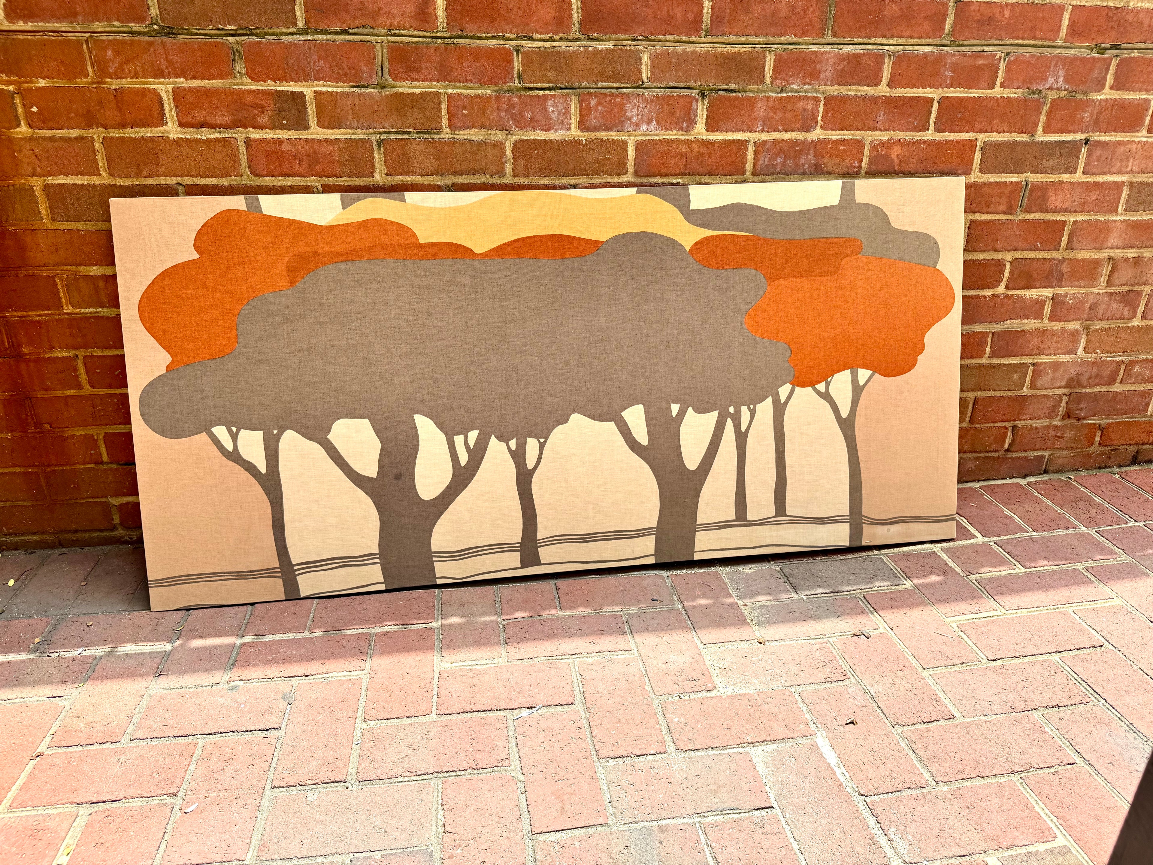 70's Marjatta Seppalla Print on Fabric | Marjatta Tree Art | Fall Tree Art on Fabric | Fabric Wrapped Framed Scandinavian Tree Art