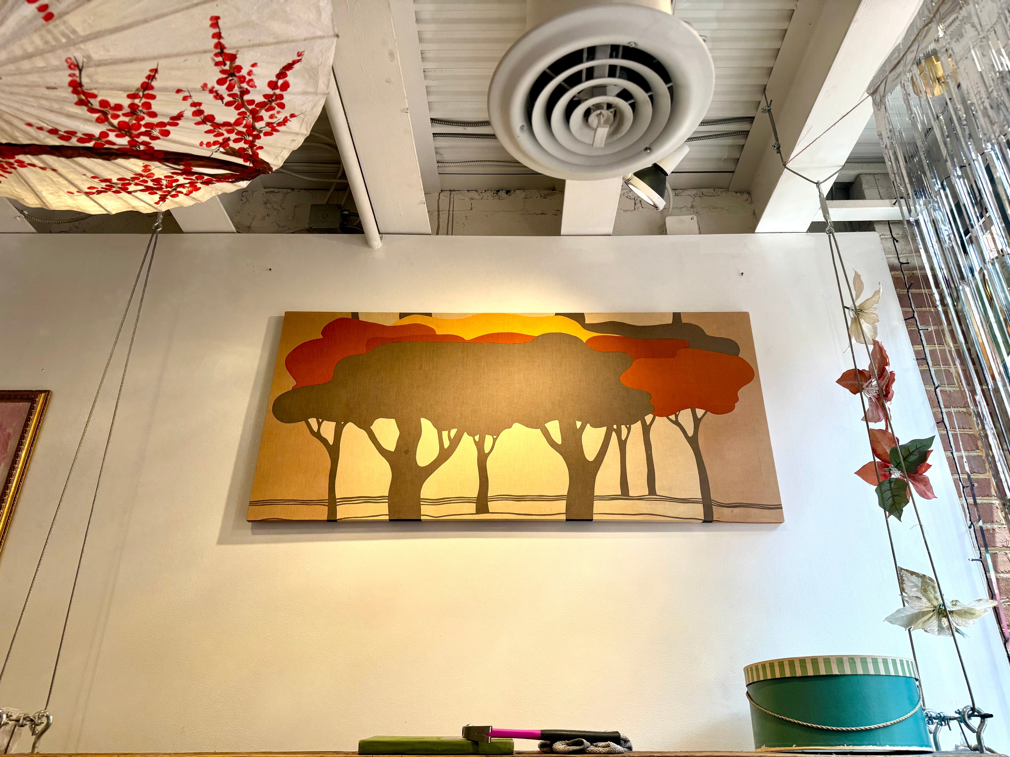 70's Marjatta Seppalla Print on Fabric | Marjatta Tree Art | Fall Tree Art on Fabric | Fabric Wrapped Framed Scandinavian Tree Art