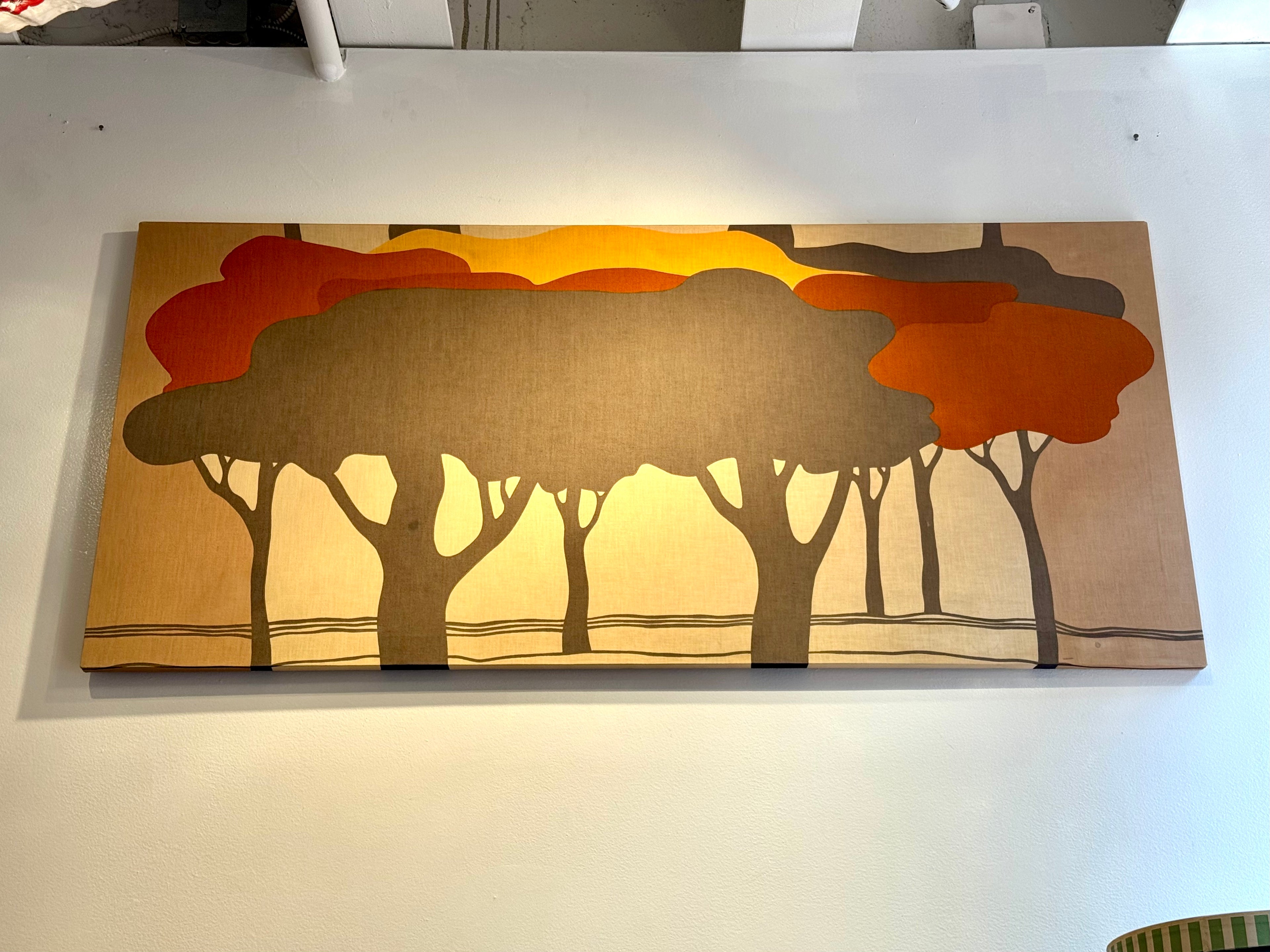 70's Marjatta Seppalla Print on Fabric | Marjatta Tree Art | Fall Tree Art on Fabric | Fabric Wrapped Framed Scandinavian Tree Art