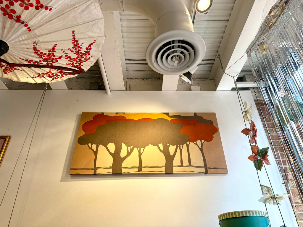 70's Marjatta Seppalla Print on Fabric | Marjatta Tree Art | Fall Tree Art on Fabric | Fabric Wrapped Framed Scandinavian Tree Art