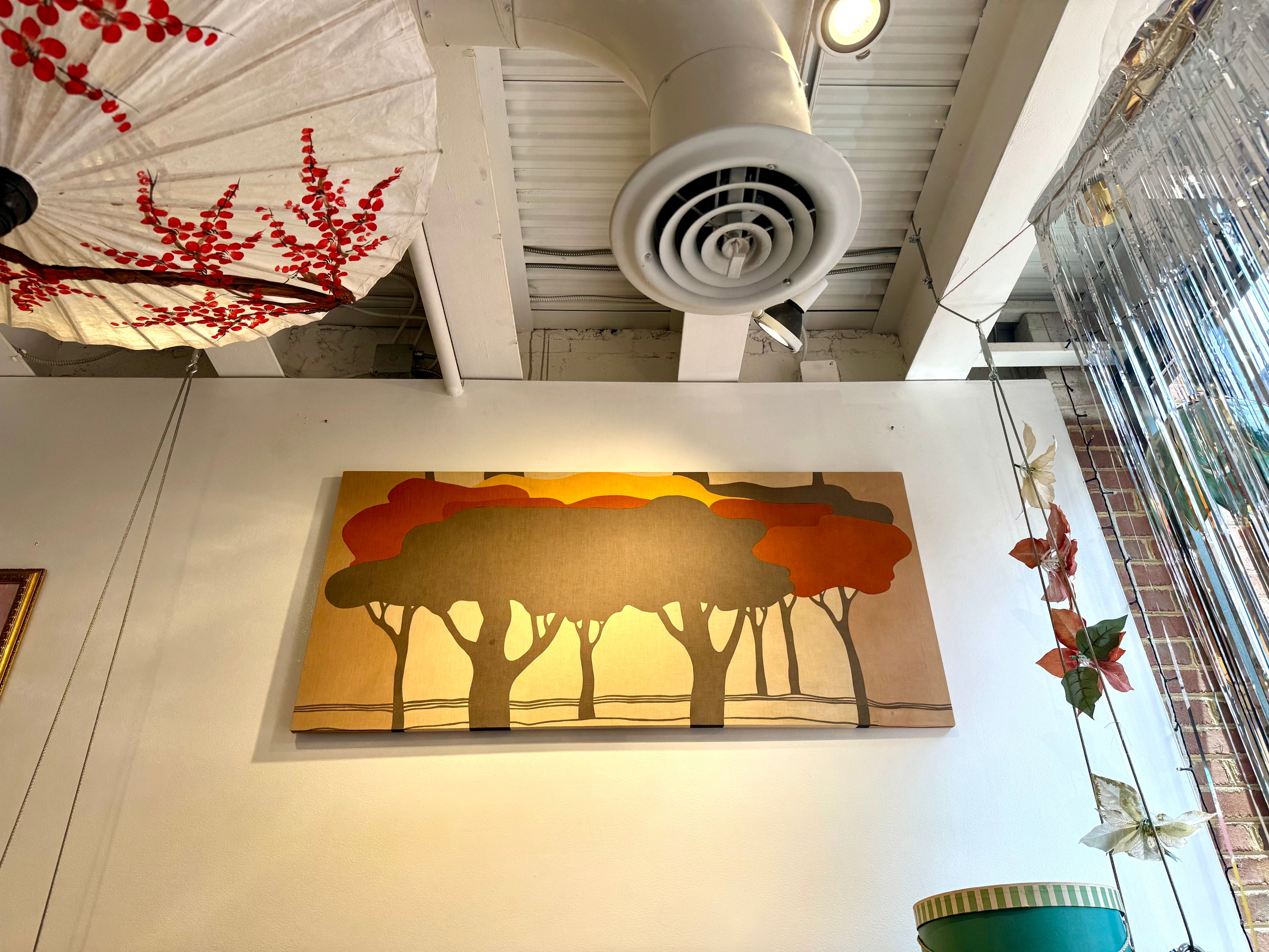 70's Marjatta Seppalla Print on Fabric | Marjatta Tree Art | Fall Tree Art on Fabric | Fabric Wrapped Framed Scandinavian Tree Art