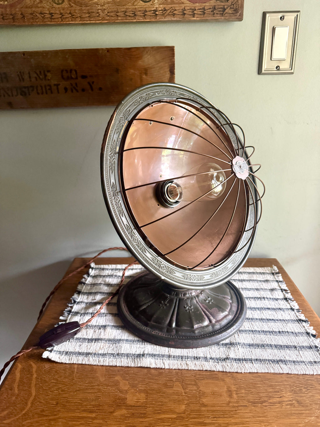 Repurposed Universal Heater Lamp | Vtg Copper Space Heater Up Cycled Light | Rustic Copper Heater lamp | Industrial Accent Lamp