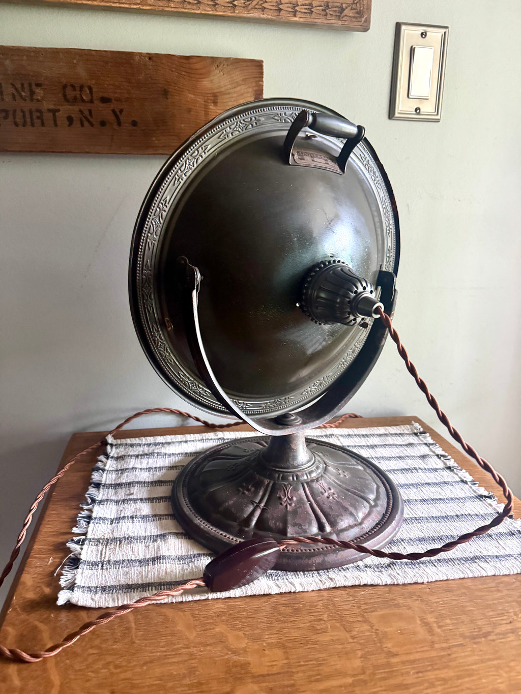 Repurposed Universal Heater Lamp | Vtg Copper Space Heater Up Cycled Light | Rustic Copper Heater lamp | Industrial Accent Lamp